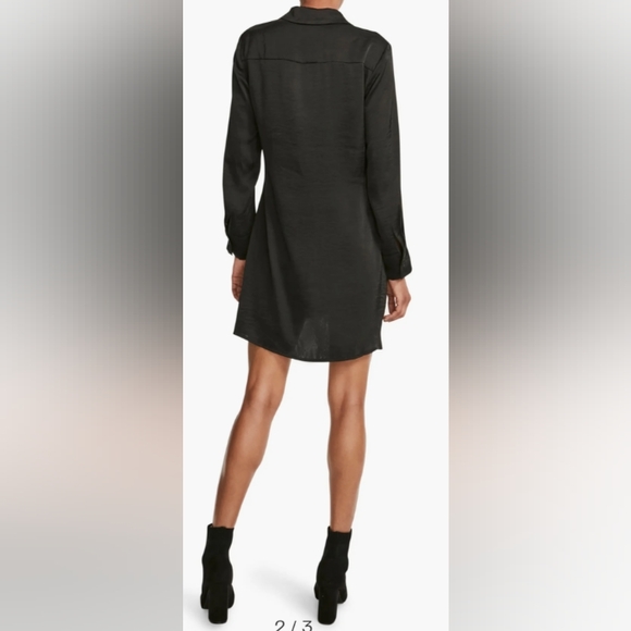 Steve Madden Tie Curious Long Sleeve Shirt Dress Black Size Medium 6 - 8 NWT - Picture 3 of 12